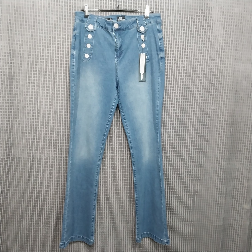 Zoe + Phoebe Womens Jeans High Rise Slim Boot Sailor Button 12 Blue